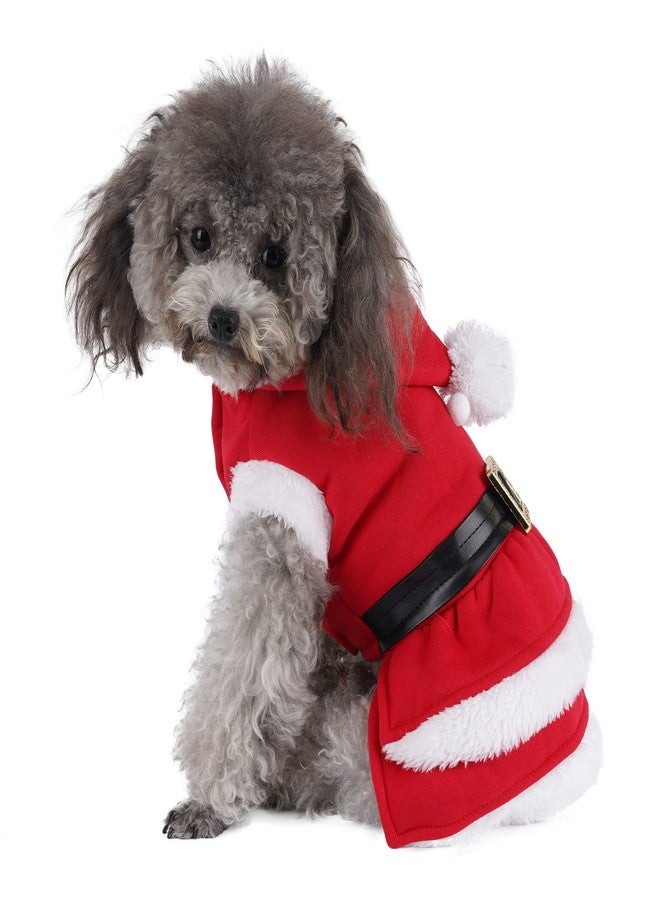 Mogoko Dog Cat Christmas Costume Santa Claus Cosplay Dress, Puppy Pet Fleece Outfits Warm Clothes for Winter Xmas (S Size) - Image 2